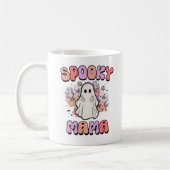Spooky Mama Funny Halloween Ghost コーヒーマグカップ (左)