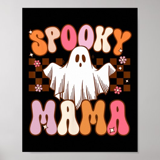 Spooky Mama Halloween Mom Ghost Costume Retro Groo ポスター (正面)
