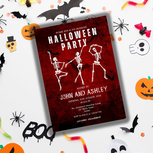 Spooky Modern Gothic Adult Halloween Costume Party 招待状