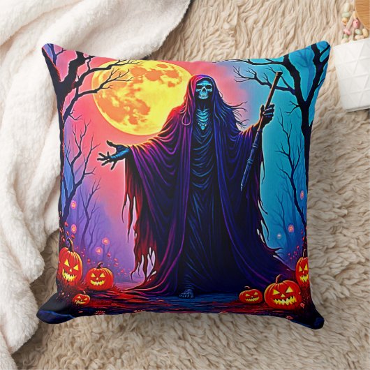 Spooky Moon Death's Call Design クッション (ブランケット)