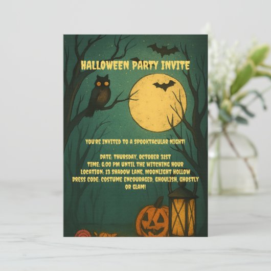 Spooky Moonlight Halloween Party Invitation 招待状 (スタンド正面)