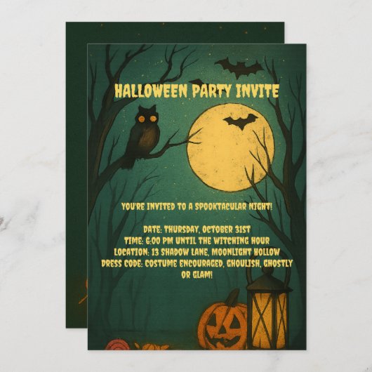 Spooky Moonlight Halloween Party Invitation 招待状 (正面/裏面)