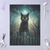 Spooky Moonlit Black Cat Halloween Decoupage 薄葉紙 (クラフト)