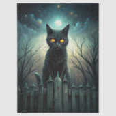 Spooky Moonlit Black Cat Halloween Decoupage 薄葉紙 (正面)