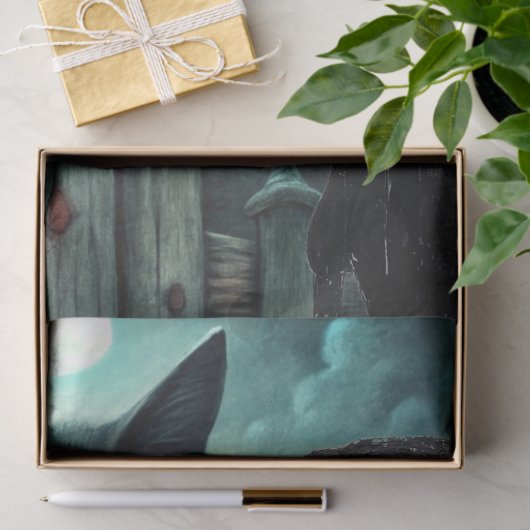 Spooky Moonlit Black Cat Halloween Decoupage 薄葉紙 (ギフト)