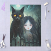 Spooky Moonlit Black Cat Halloween Decoupage 薄葉紙 (クラフト)