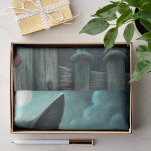 Spooky Moonlit Black Cat Halloween Decoupage 薄葉紙 (ギフト)