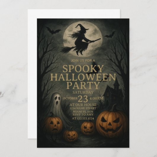 Spooky Night Halloween Costume Party Invitation 招待状 (正面/裏面)