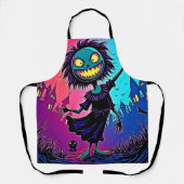 Spooky Night Halloween Creature Design エプロン (正面)