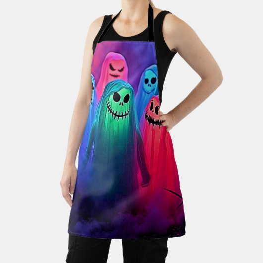 Spooky Night of Colorful Ghosts Design エプロン (インサイチュ)