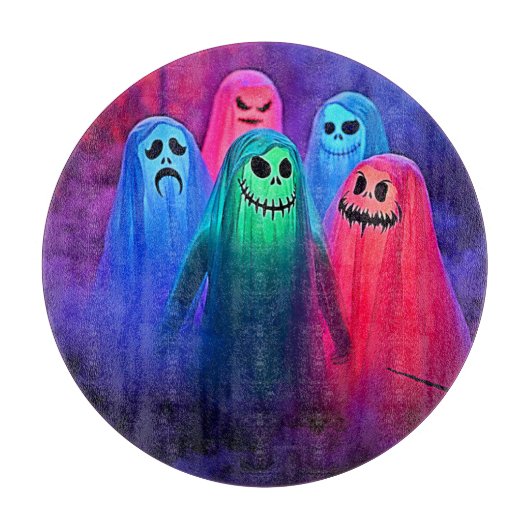Spooky Night of Colorful Ghosts Design カッティングボード (正面)
