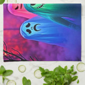 Spooky Night of Colorful Ghosts Design キッチンタオル (折り畳み)