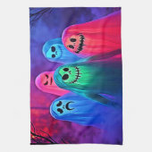 Spooky Night of Colorful Ghosts Design キッチンタオル (縦)