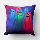 Spooky Night of Colorful Ghosts Design クッション (正面)