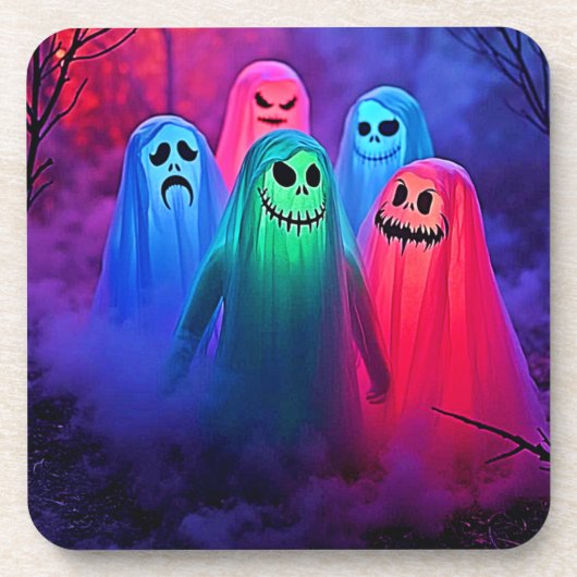 Spooky Night of Colorful Ghosts Design コースター (正面)