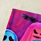 Spooky Night of Colorful Ghosts Design ビーチタオル (インサイチュ)