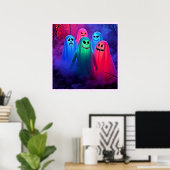 Spooky Night of Colorful Ghosts Design ポスター (ホームオフィス)