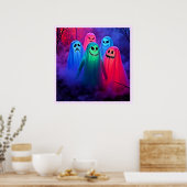 Spooky Night of Colorful Ghosts Design ポスター (キッチン)
