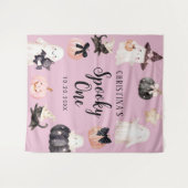  spooky One ハロウィンガール 1歳の誕生日パーティー タペストリー (正面(横))