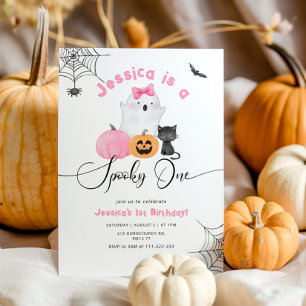 spooky one ハロウィン1歳女の子の誕生日 招待状
