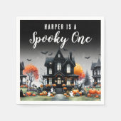  spooky one ハロウィン1歳誕生日パーティー スタンダードカクテルナプキン (正面)