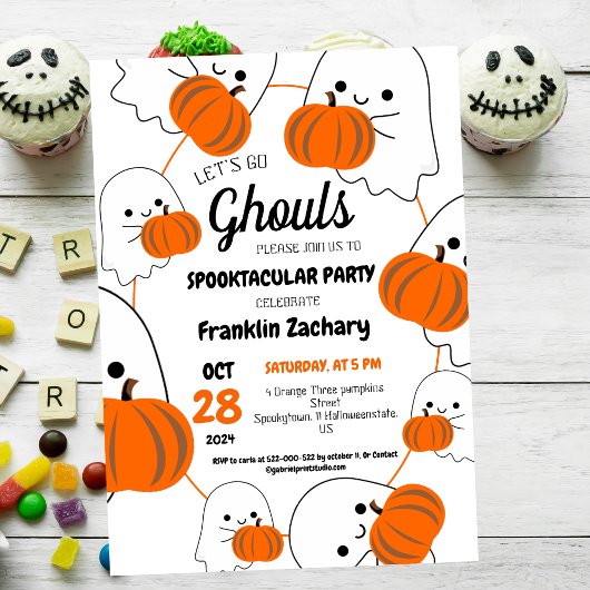  spooky one ハロウィン かわいい ゴースト 誕生日パーティー 招待状