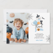  spooky one ハロウィン 誕生日 フォト サンクス カード (正面)