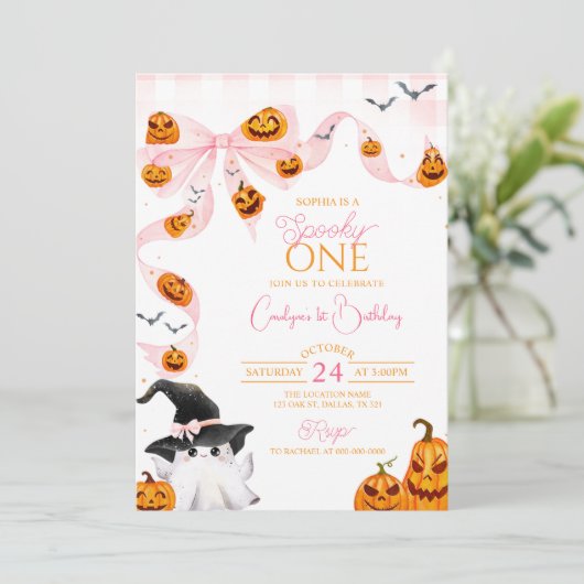  spooky one ハロウィン 誕生日 招待状 (スタンド正面)