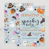  spooky one ハロウィン 誕生日 招待状 (正面/裏面)