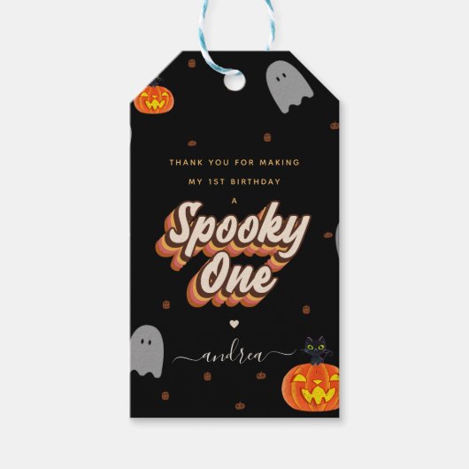  spooky One ハロウィン 1歳の誕生日ギフトタグ ギフトタグ (正面)