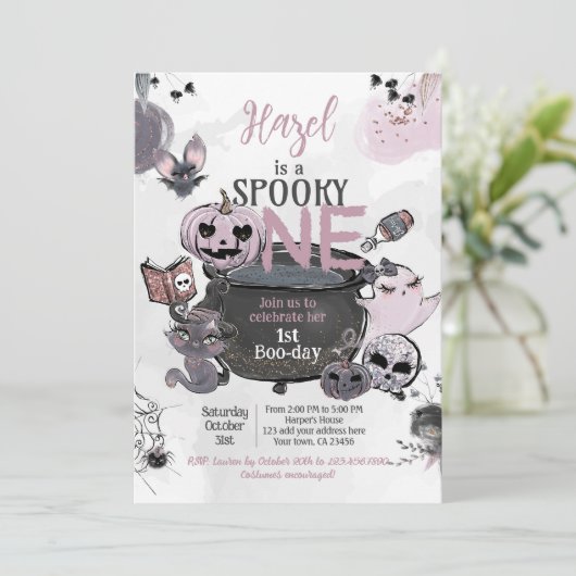 Spooky One 1st Birthday Halloween 招待状 (スタンド正面)