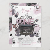 Spooky One 1st Birthday Halloween 招待状 (正面/裏面)