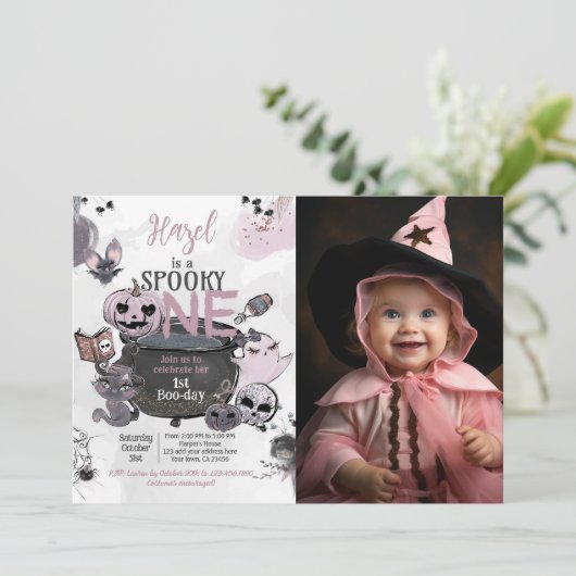 Spooky One 1st Birthday Halloween 招待状 (スタンド正面)