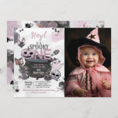 Spooky One 1st Birthday Halloween 招待状 (正面/裏面)