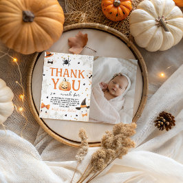 Spooky One Birthday Photo Thank You 招待状