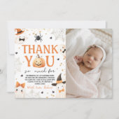 Spooky One Birthday Photo Thank You 招待状 (正面)