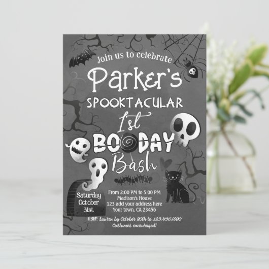 Spooky One Blue Ghost Halloween 招待状 (スタンド正面)