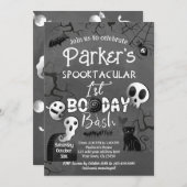 Spooky One Blue Ghost Halloween 招待状 (正面/裏面)