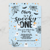 Spooky One Blue Ghost Halloween 招待状 (正面/裏面)