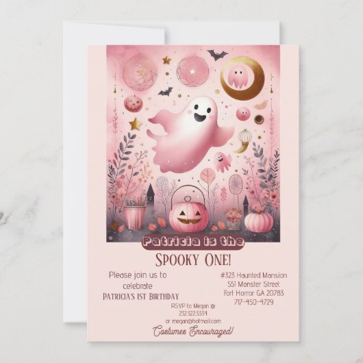 Spooky One Boo Crew Friendly Ghost Ghouls Birthday 招待状 (正面)