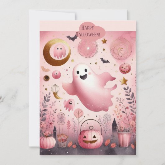 Spooky One Boo Crew Friendly Ghost Ghouls Birthday 招待状 (裏面)