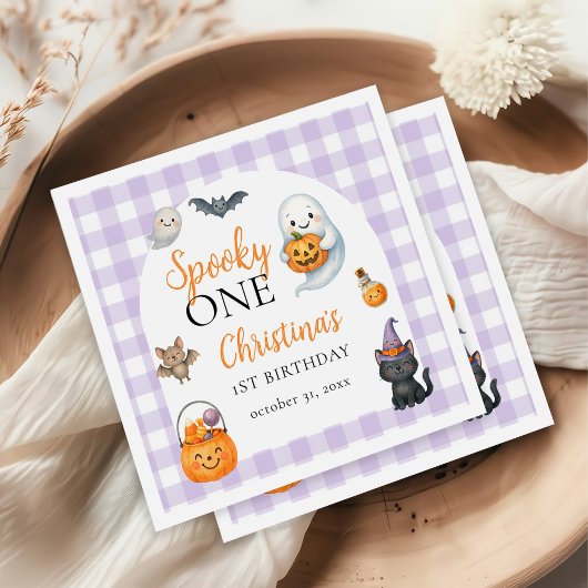 Spooky One Cute Ghost Halloween 1st Birthday Party スタンダードカクテルナプキン