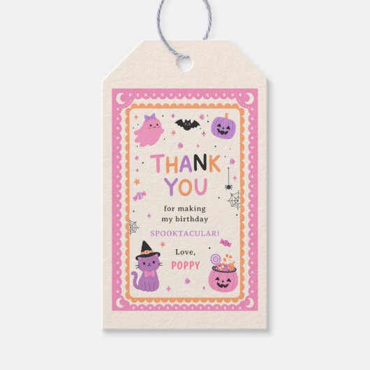 Spooky One Cute Halloween Ghost 1st Birthday ギフトタグ (正面)