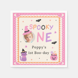 Spooky One Cute Halloween Ghost 1st Birthday スタンダードカクテルナプキン