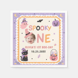 Spooky One Cute Halloween Ghost 1st Birthday スタンダードカクテルナプキン