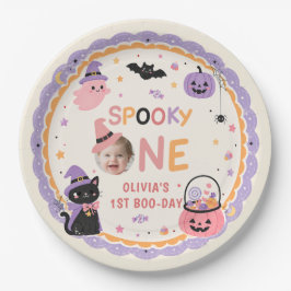 Spooky One Cute Halloween Ghost 1st Birthday ペーパープレート