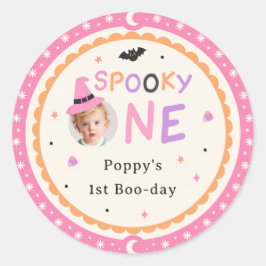 Spooky One Cute Halloween Ghost 1st Birthday ラウンドシール