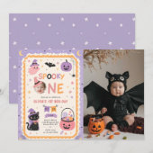Spooky One Cute Halloween Ghost 1st Birthday Photo 招待状 (正面/裏面)