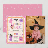 Spooky One Cute Halloween Ghost 1st Birthday Photo 招待状 (正面/裏面)