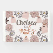 Spooky One Cute Pink Ghost Halloween Custom 横断幕 (横)